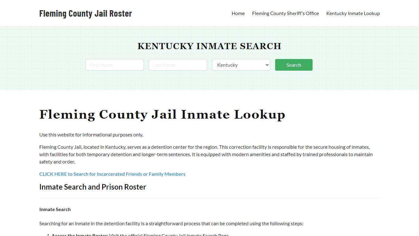 Fleming County Jail Roster Lookup, KY, Inmate Search