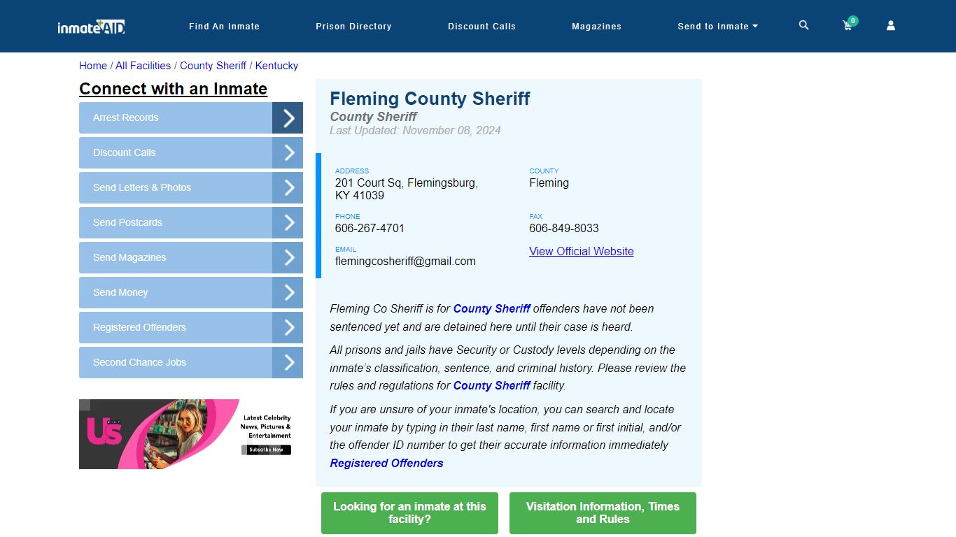 Fleming County Sheriff - Arrests Warrants - InmateAid