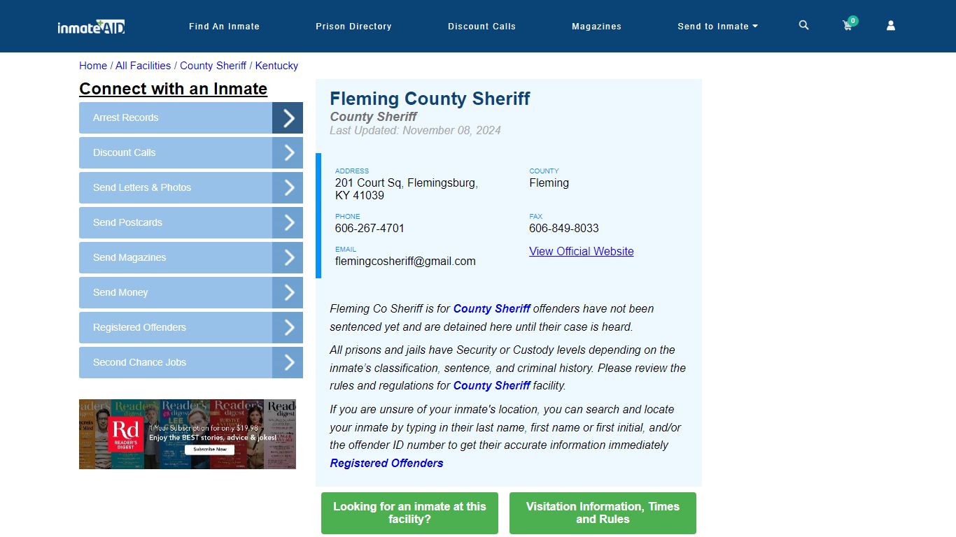 Fleming County Jail - Inmate Locator